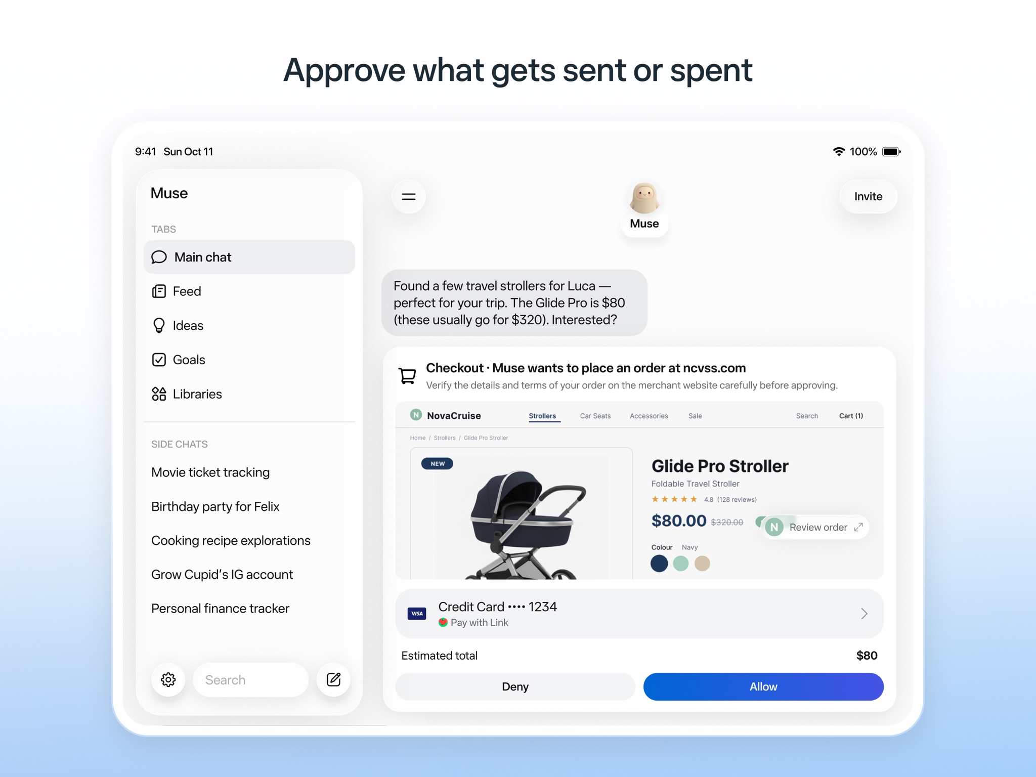 Muse for iPad multitasking: agent working beside another app